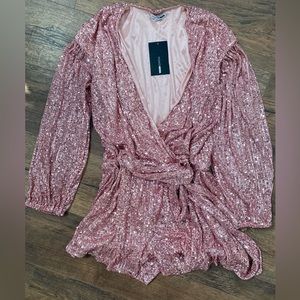 NWT Fashion Nova Pink Sequin Romper